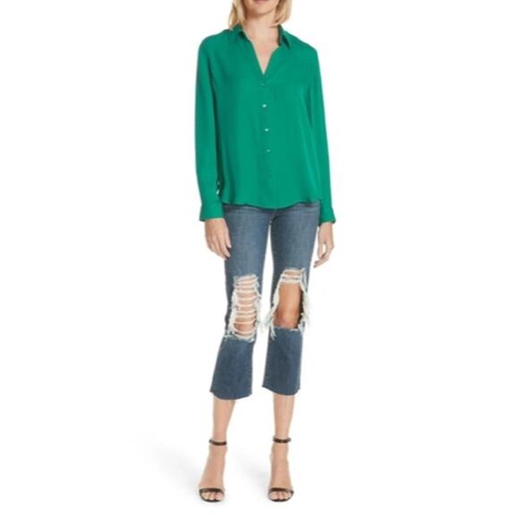 L’Agence Jordan Cropped Straight High Rise Denim Jeans Size 23 Vintage Destruct - Picture 16 of 16